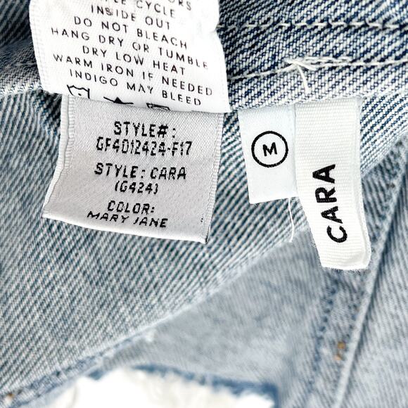 GRLFRND Cara Cropped Denim Jacket Women’s Size Medium Mary Jane Distressed - Picture 5 of 6